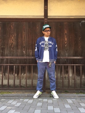 「メッシュキャップ」｜「アイテム（ブルゾン）」を使った、京都くんさん（メンズ・172cm）の春コーディネート