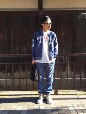 「トートバック」｜「アイテム（ブルゾン）」を使った、京都くんさん（メンズ・172cm）の春コーディネート