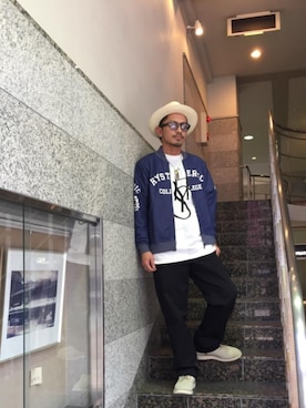 「ハットコーデ」｜「アイテム（ブルゾン）」を使った、京都くんさん（メンズ・172cm）の春コーディネート