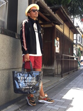 「トートバック」｜「アイテム（ブルゾン）」を使った、京都くんさん（メンズ・172cm）の夏コーディネート