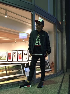 「メッシュキャップ」｜「アイテム（ブルゾン）」を使った、京都くんさん（メンズ・172cm）の夏コーディネート