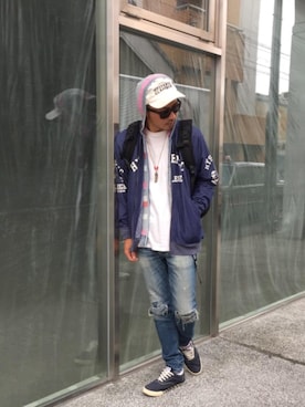 「ニットパーカー」｜「アイテム（ブルゾン）」を使った、京都くんさん（メンズ・172cm）の秋コーディネート