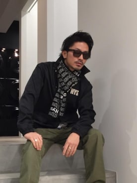 「マフラーコーデ」｜「アイテム（財布/小物）」を使った、京都くんさん（メンズ・172cm）の秋コーディネート