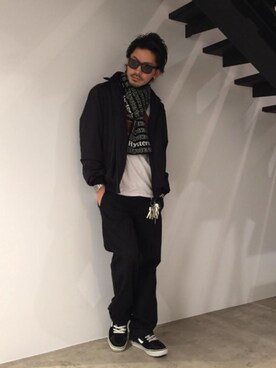 「マフラーコーデ」｜「アイテム（ブルゾン）」を使った、京都くんさん（メンズ・172cm）の秋コーディネート