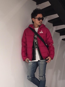 「ショルダーバック」｜「アイテム（ブルゾン）」を使った、京都くんさん（メンズ・172cm）の冬コーディネート