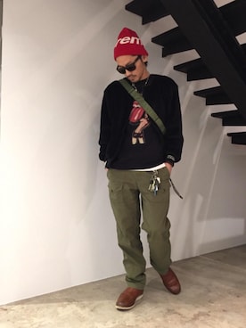 「ショルダーバック」｜「アイテム（その他アウター）」を使った、京都くんさん（メンズ・172cm）の冬コーディネート