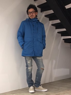 「HYSTERIC GLAMOUR（ヒステリックグラマー）のアイテム（マウンテンパーカー）」を使った、京都くんさん（メンズ・172cm）の冬コーディネート
