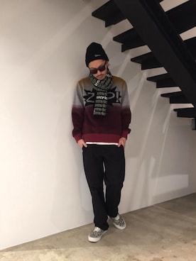 「コラボレーション」｜「アイテム（財布/小物）」を使った、京都くんさん（メンズ・172cm）の冬コーディネート
