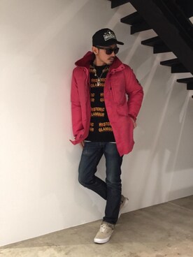 「コラボレーション」｜「アイテム（マウンテンパーカー）」を使った、京都くんさん（メンズ・172cm）の冬コーディネート