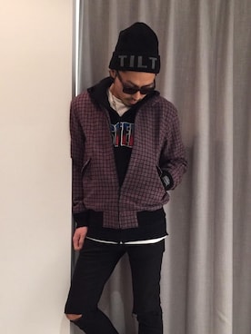 「ニットパーカー」｜「アイテム（ブルゾン）」を使った、京都くんさん（メンズ・172cm）の冬コーディネート