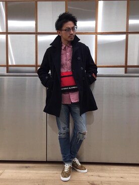 「アイテム（ピーコート）」を使った、京都くんさん（メンズ・172cm）の冬コーディネート