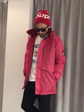 「HYSTERIC GLAMOUR（ヒステリックグラマー）のアイテム（マウンテンパーカー）」を使った、京都くんさん（メンズ・172cm）の冬コーディネート