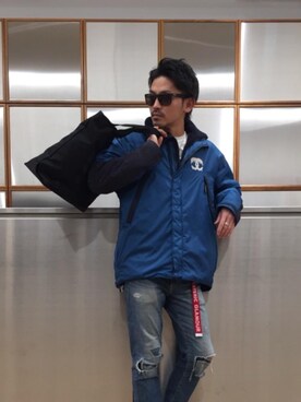 「トートバック」｜「アイテム（ブルゾン）」を使った、京都くんさん（メンズ・172cm）の冬コーディネート