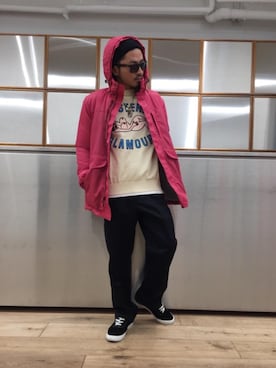 「HYSTERIC GLAMOUR（ヒステリックグラマー）のアイテム（マウンテンパーカー）」を使った、京都くんさん（メンズ・172cm）の冬コーディネート