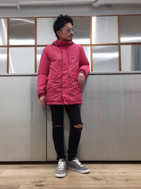 「HYSTERIC GLAMOUR（ヒステリックグラマー）のアイテム（マウンテンパーカー）」を使った、京都くんさん（メンズ・172cm）の冬コーディネート