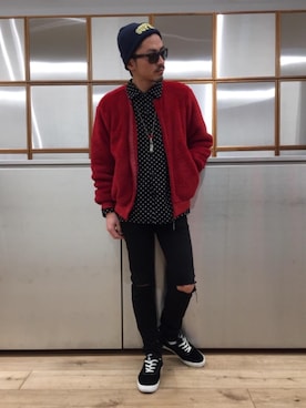 「ノーカラー」｜「アイテム（その他アウター）」を使った、京都くんさん（メンズ・172cm）の冬コーディネート