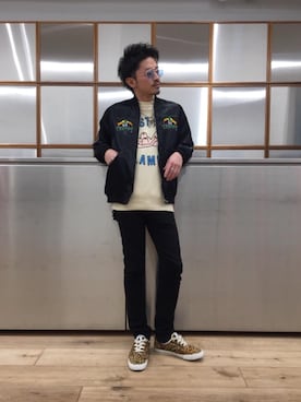 「アイテム（スカジャン）」を使った、京都くんさん（メンズ・172cm）の冬コーディネート