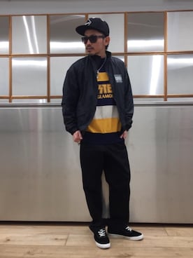「アニマル」｜「アイテム（ブルゾン）」を使った、京都くんさん（メンズ・172cm）の春コーディネート