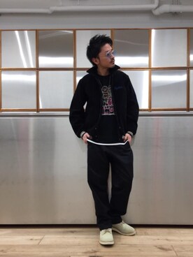 「コラボレーション」｜「アイテム（スタジャン）」を使った、京都くんさん（メンズ・172cm）の春コーディネート