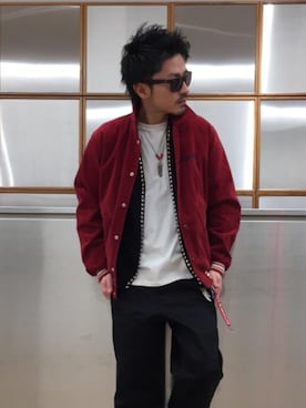 「アイテム（スタジャン）」を使った、京都くんさん（メンズ・172cm）の春コーディネート