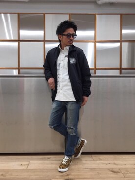 「アニマル」｜「アイテム（ブルゾン）」を使った、京都くんさん（メンズ・172cm）の春コーディネート