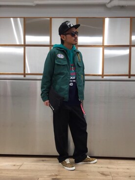 「アニマル」｜「アイテム（ブルゾン）」を使った、京都くんさん（メンズ・172cm）の春コーディネート