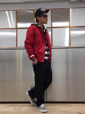 「G-SHOCK」｜「アイテム（スタジャン）」を使った、京都くんさん（メンズ・172cm）の春コーディネート