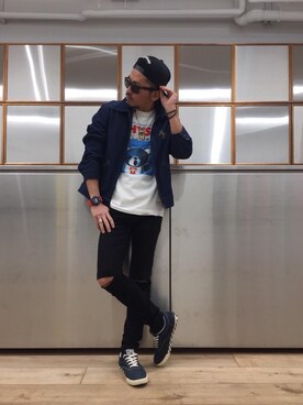 「G-SHOCK」｜「アイテム（デニムジャケット）」を使った、京都くんさん（メンズ・172cm）の春コーディネート