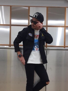 「レーシングジャケット」｜「アイテム（デニムパンツ）」を使った、京都くんさん（メンズ・172cm）の春コーディネート
