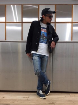 「G-SHOCK」｜「アイテム（デニムジャケット）」を使った、京都くんさん（メンズ・172cm）の春コーディネート