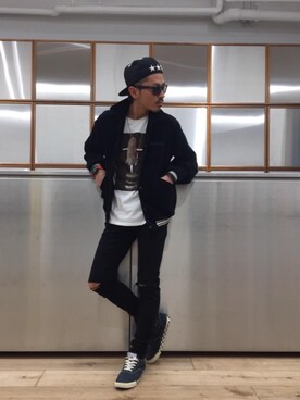 「G-SHOCK」｜「アイテム（スタジャン）」を使った、京都くんさん（メンズ・172cm）の春コーディネート