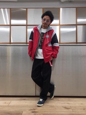 「G-SHOCK」｜「アイテム（ブルゾン）」を使った、京都くんさん（メンズ・172cm）の春コーディネート