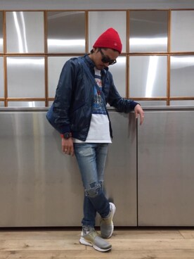 「G-SHOCK」｜「アイテム（ブルゾン）」を使った、京都くんさん（メンズ・172cm）の春コーディネート