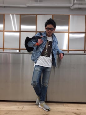「G-SHOCK」｜「アイテム（デニムジャケット）」を使った、京都くんさん（メンズ・172cm）の春コーディネート