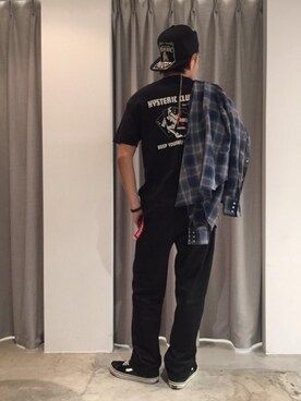 「HYSTERIC GLAMOUR（ヒステリックグラマー）のHYS WHISKY柄 刺繍キャップ（キャップ）」を使った、京都くんさん（メンズ・172cm）の春コーディネート