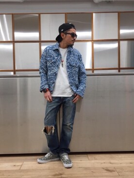 「G-SHOCK」｜「アイテム（デニムジャケット）」を使った、京都くんさん（メンズ・172cm）の春コーディネート