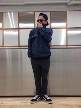 「HYSTERIC GLAMOUR（ヒステリックグラマー）のHYS WHISKY柄 刺繍キャップ（キャップ）」を使った、京都くんさん（メンズ・172cm）の春コーディネート