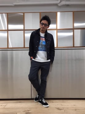 「G-SHOCK」｜「アイテム（デニムジャケット）」を使った、京都くんさん（メンズ・172cm）の春コーディネート