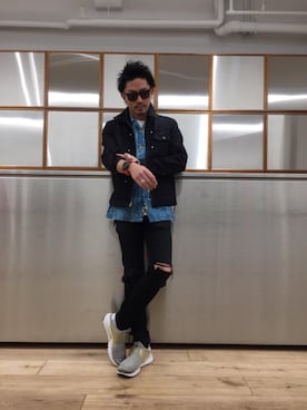 「G-SHOCK」｜「アイテム（デニムジャケット）」を使った、京都くんさん（メンズ・172cm）の春コーディネート