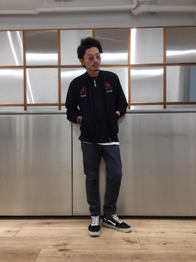 「G-SHOCK」｜「アイテム（ブルゾン）」を使った、京都くんさん（メンズ・172cm）の春コーディネート