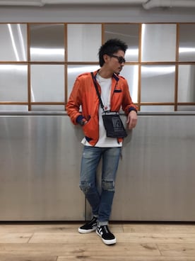 「G-SHOCK」｜「アイテム（ブルゾン）」を使った、京都くんさん（メンズ・172cm）の春コーディネート