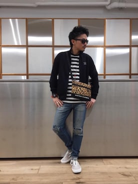 「G-SHOCK」｜「アイテム（ブルゾン）」を使った、京都くんさん（メンズ・172cm）の春コーディネート