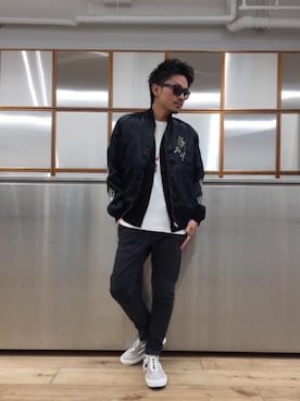 「サマーニット」｜「アイテム（スカジャン）」を使った、京都くんさん（メンズ・172cm）の春コーディネート