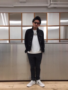 「ビックＴシャツ」｜「アイテム（ジャケット/アウター）」を使った、京都くんさん（メンズ・172cm）の春コーディネート