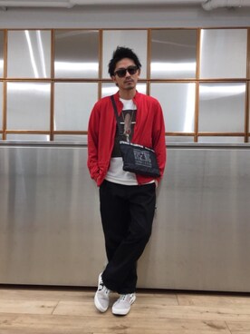「ショルダーバック」｜「アイテム（ブルゾン）」を使った、京都くんさん（メンズ・172cm）の春コーディネート