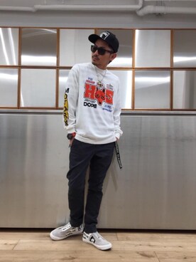 「HYSTERIC GLAMOUR（ヒステリックグラマー）のHYS WHISKY柄 刺繍キャップ（キャップ）」を使った、京都くんさん（メンズ・172cm）の春コーディネート