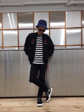 「ハットコーデ」｜「アイテム（ブルゾン）」を使った、京都くんさん（メンズ・172cm）の春コーディネート