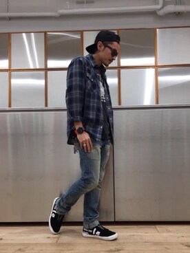 「HYSTERIC GLAMOUR（ヒステリックグラマー）のHYS WHISKY柄 刺繍キャップ（キャップ）」を使った、京都くんさん（メンズ・172cm）の春コーディネート