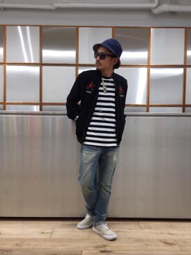 「ハットコーデ」｜「アイテム（ブルゾン）」を使った、京都くんさん（メンズ・172cm）の夏コーディネート