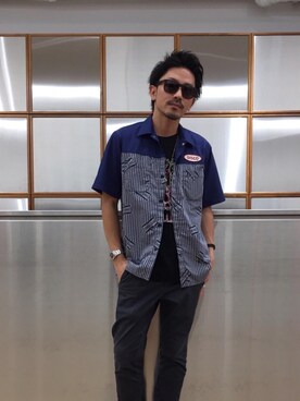 「エンジニアシャツ」｜京都くんさん（メンズ・172cm）の夏コーディネート